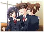  brown_eyes brown_hair hirasawa_ui hirasawa_yui k-on! long_hair miyai_max nakano_azusa school_uniform short_hair suzuki_jun twintails 