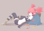 demon_wings disgaea earrings elbow_gloves etna gerukazai gloves jewelry midriff pointy_ears prinny red_eyes red_hair tail thighhighs twintails wings