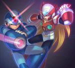  android blonde_hair capcom highres long_hair multiple_boys rockman rockman_x sethxzoe x x_(rockman) zero_(rockman) 