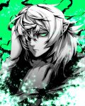  bad_id elf glowing glowing_eyes green_eyes mizuhashi_parsee pointy_ears s_tanly spot_color touhou 
