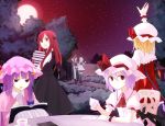  :o bat_wings blonde_hair book carrying chair china_dress chinese_clothes crescent cup demon_tail flandre_scarlet full_moon gate hand_behind_head hat head_wings hong_meiling izayoi_sakuya kazeharu koakuma long_hair maid maid_headdress moon multiple_girls necktie night night_sky patchouli_knowledge purple_eyes purple_hair reading red_eyes red_hair red_moon redhead remilia_scarlet short_hair side_ponytail silver_hair sitting sky star_(sky) starry_sky table tail tea teacup the_embodiment_of_scarlet_devil touhou tree vest violet_eyes waving wings 