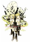  arm_warmers blonde_hair brother_and_sister detached_sleeves hair_ornament hair_ribbon hairclip hand_holding headphones highres holding_hands kagamine_len kagamine_len_(append) kagamine_rin kagamine_rin_(append) leg_warmers navel ribbon saikawa_(0902k137) short_hair shorts siblings smile twins vocaloid vocaloid_append 