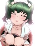  bakuya blush bucket closed_eyes eyes_closed face flat_chest girl_in_bucket green_hair hair_bobbles hair_ornament highres in_bucket in_container incoming_kiss kisume solo touhou 