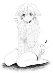  bad_id blush dog_ears embarrassed gertrud_barkhorn kyogoku_shin kyougoku_shin monochrome musical_note open_mouth seiza short_hair sitting sketch solo strike_witches sweater tail tail_wagging tears twintails 