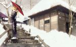  blonde_hair japanese_clothes kantoku kimura_kaere oriental_umbrella sayonara_zetsubou_sensei snow umbrella 