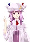  bust capelet crescent hat kuze long_hair open_mouth patchouli_knowledge purple_eyes purple_hair simple_background solo touhou violet_eyes 