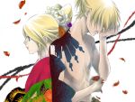  1girl alternate_hairstyle brother_and_sister clothed_female_nude_male couple japanese_clothes kagamine_len kagamine_rin kimono male nude short_hair siblings tears toyu twins vocaloid 