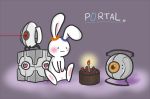  bunny cake easter food glados portal rabbit turret_(portal) weighted_companion_cube 