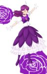 extra flower girl_in_purple_(madoka_magica) highres magical_girl mahou_shoujo_madoka_magica myssa_rei ribbon rose simple_background skirt 