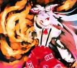  fire fujiwara_no_mokou long_hair red_eyes silver_hair solo tokiame touhou very_long_hair 