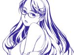  breasts copyright_request earrings glasses ino jewelry lingerie lipstick long_hair makeup sideboob sketch solo underwear 