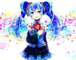  1girl blue_eyes blue_hair detached_sleeves flower hatsune_miku hoshino_kisora long_hair skirt solo twintails vocaloid wings 
