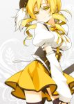  blonde_hair buckle colored colored_eyelashes detached_sleeves drill_hair eyelashes highres mahou_shoujo_madoka_magica reina_(black_spider) thigh-highs thighhighs tomoe_mami yellow_eyes 