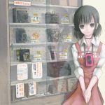  apron bag black_hair blush cabinet camera collar fatal_frame fatal_frame_1 fatal_frame_2 fatal_frame_3 fatal_frame_4 fatal_frame_ii film grey_eyes hinasaki_miku lantern long_hair radio reflection sleeves_rolled_up solo translation_request vader_(n.r.t.a.) 