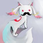  facial_hair handlebar_mustache kyubey looking_back mahou_shoujo_madoka_magica mustache no_humans shadow solo source_request 