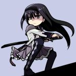  akemi_homura b3 black_hair hairband long_hair magical_girl mahou_shoujo_madoka_magica pantyhose purple_eyes solo sword violet_eyes weapon 