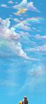  1boy absurdres bird child cloud clouds hat highres ho-oh long_image pikachu pokemon pokemon_(anime) pokemon_(creature) rainbow satoshi_(pokemon) sky sparkle tall_image yuki_(popopo) 