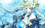  blue blue_eyes character_request flower flowers hair_accessory japanes_clothes japanese_clothes jpeg_artifacts long_hair source_request tohru_adumi twintails 