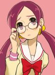  adjusting_glasses blush face glasses hanasaki_tsubomi heartcatch_precure! pink_eyes pink_hair precure 