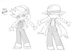  character_sheet freckles gainax hat monochrome official_art overalls panty_&amp;_stocking_with_garterbelt panty_(character) panty_(psg) production_art twin_braids 