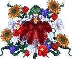  flower green_hair kazami_yuuka lowres pixel_art red_eyes skirt skirt_set solo thorns touhou unk_kyouso vines youkai 
