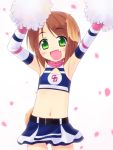  animal_ears armpits arms_up blush cheerleader chunichi_dragons cleavage_cutout dog_ears dog_tail fang flat_chest green_eyes inuarashi meiko_(inuarashi) midriff navel nippon_professional_baseball original pom_poms short_hair skirt solo tail 