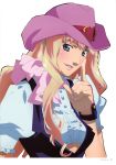  absurdres blonde_hair blue_eyes cowboy_hat hat highres long_hair macross macross_frontier macross_frontier:_itsuwari_no_utahime nail_polish sheryl_nome solo western 