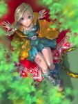 bianca blonde_hair blue_eyes boots borongo bracelet braid dragon_quest dragon_quest_v dress from_above hair_over_shoulder highres jewelry long_hair pomodorosa risa_hibiki solo 