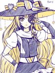  bad_id blonde_hair bow bust butterfly_wing butterfly_wings hair_bow hat kirisame_marisa long_hair sayori sketch solo star touhou wings witch_hat yellow_eyes 