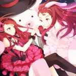  dress dual_persona face gothic_lolita hair_bow idolmaster idolmaster_2 lolita_fashion minase_iori nira_(vira) thigh-highs thighhighs time_paradox 