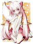  ahoge animal_ears bare_shoulders between_legs blush colored_eyelashes gradient_hair kneeling kyubey long_hair looking_at_viewer mahou_shoujo_madoka_magica mishima_kurone multicolored_hair personification pink_hair red_eyes sitting skirt smile solo star tail tail_between_legs tail_hug trap twintails very_long_hair wariza white_hair 