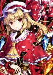 adapted_costume ascot blonde_hair bust capelet crystal flandre_scarlet flower hat kiyu light_smile petals red_eyes short_hair side side_ponytail solo touhou wings 