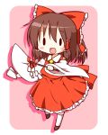  blush blush_stickers bow brown_hair chibi detached_sleeves gohei hair_bow hair_tubes hakurei_reimu japanese_clothes miko noumin payot solo touhou |_| 