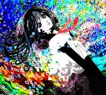  black_hair blue_eyes colorful copyright_request kazaana psychedelic solo 