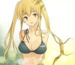  1girl bikini blonde_hair breasts cleavage long_hair original rand_(artist) swimsuit twintails yellow_eyes 