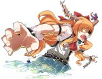  angry blonde_hair bow chain chains face fangs foreshortening hair_bow hands hitsuji_bako horn_ribbon horns ibuki_suika open_mouth orange_hair outstretched_arms ribbon solo touhou yellow_eyes 