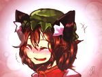  amaneryuusei animal_ears brown_hair cat_ears chen close-up closed_eyes eyes_closed hat laughing short_hair tears touhou 