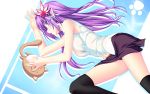  cleavage kureha_(maikaze_no_melt) maikaze_no_melt panties purple_hair tenmaso thigh-highs thighhighs underwear whirlpool 