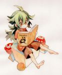  1boy barefoot book darumaka feet green_hair long_hair male n_(pokemon) pokemon pokemon_(creature) pokemon_(game) pokemon_black_and_white pokemon_bw reading shigetake_(buroira) tympole young 