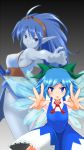  armpits blue_eyes blue_hair blue_skin bow celsius cirno crossover dress headband multiple_girls panties pointy_ears power_connection tales_of_(series) tales_of_eternia touhou underwear youhei_(testament) 