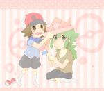  2boys green_eyes green_hair hachi490 hat multiple_boys n_(pokemon) poke_ball pokemon touya_(pokemon) 