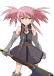  boots elbow_gloves gloves green_eyes knee_boots naname_(danbooru_maker) payot pink_hair presea_combatir sheath skirt tales_of_(series) tales_of_symphonia twintails weapon 
