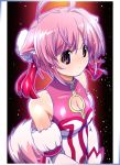 1girl ahoge animal_ears bare_shoulders blush breasts dog_days dog_ears dog_tail gloves millhiore_f_biscotti pink_hair purple_eyes ryuu_ryuu short_hair smile solo tail violet_eyes white_gloves 