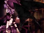  artist_request dress hat looking_back purple_hair remilia_scarlet solo source_request touhou vampire violet_eyes wings 