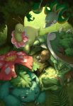  dappled_sunlight forest kuroi-tsuki leaf log meganium nature no_humans pokemon pokemon_(creature) pokemon_(game) pokemon_bw pokemon_dppt pokemon_gsc pokemon_rgby pokemon_rse sceptile serperior sleeping toothpick torterra tree venusaur 