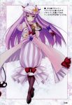  :o black_legwear blush book bow capelet crescent hair_bow highres hobble_skirt long_hair nullken pantyhose patchouli_knowledge pointing purple_eyes purple_hair scan shoes solo touhou very_long_hair violet_eyes 