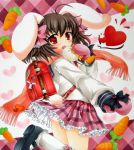  animal_ears backpack bag blush book bow brown_hair bunny_ears carrot fang food gloves hair_bow heart inaba_tewi instrument mary_janes mittens open_mouth panties pink_panties randoseru recorder red_eyes scarf school_bag school_uniform shoes solo touhou underwear upskirt yuki_tsuki_sou 