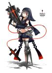  christian_girl cross detached_sleeves gia gun habit highres nun original red_eyes short_hair simple_background solo submachine_gun thigh-highs thighhighs weapon white_hair 