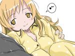  alternate_hairstyle blonde_hair breasts carrying cleavage hug long_hair mahou_shoujo_madoka_magica musical_note nishina official_style pajamas princess_carry smile solo spoken_musical_note tomoe_mami yellow_eyes 