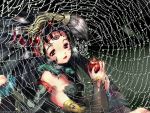  copyright_request dew dew_drop food fruit holding holding_apple holding_fruit kaze-hime solo spider_web third_eye water water_drop 